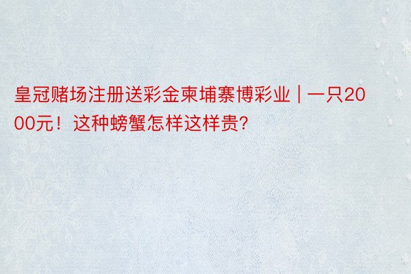 皇冠赌场注册送彩金柬埔寨博彩业 | 一只2000元！这种螃蟹怎样这样贵？